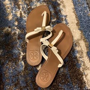 Tory Burch white thong bow sandals